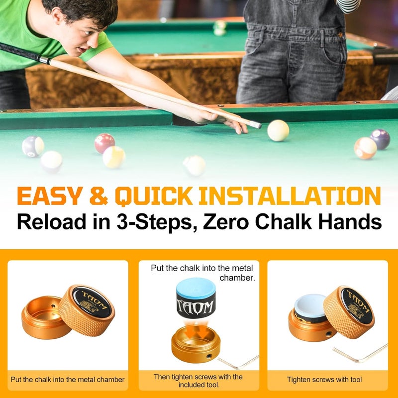 Banly TAOM Round Shaped Pool Chalk Holder, Portable Pool Chalk Cubes, Magnetic Mini Chalk Holder Pool Billiards, Pool Cue Chalk Case Container Box for Billiard Cue Tip Tool Pool Table Snooker Accessories - Image 3